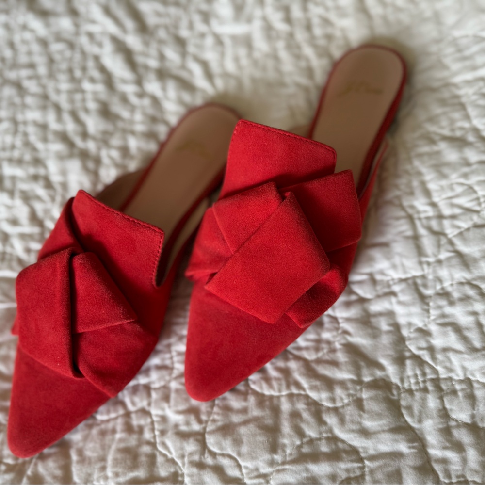 J. Crew Marina red velvet mules - size 8 1/2